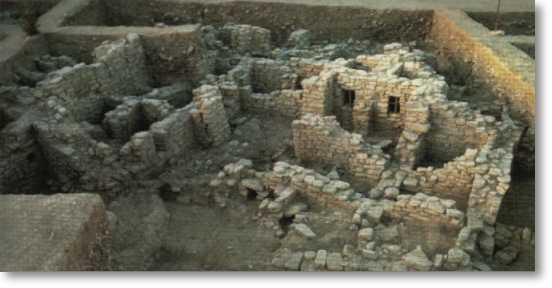 Illustration of the Neolithic village of Basta